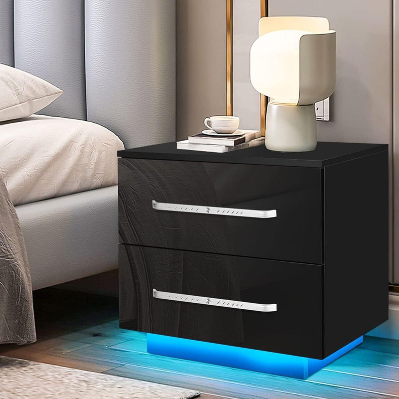 Modern Minimalist Rectangular Plate Iron Nightstand 2-Drawer For Bedroom