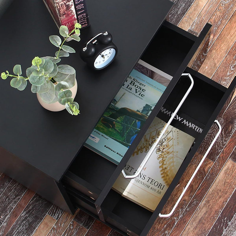 Modern Minimalist Rectangular Plate Iron Nightstand 2-Drawer For Bedroom