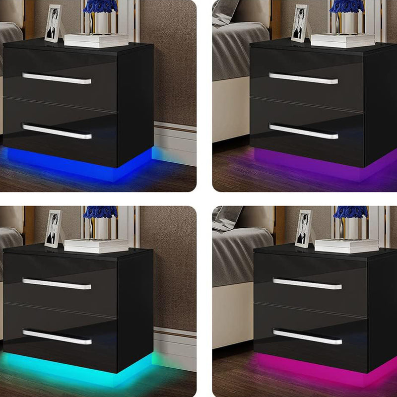 Modern Minimalist Rectangular Plate Iron Nightstand 2-Drawer For Bedroom