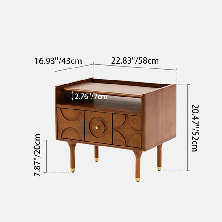 Modern Mid-Century Rectangular Pine Wood Plywood Aluminum Nightstand 1-Drawer For Bedroom