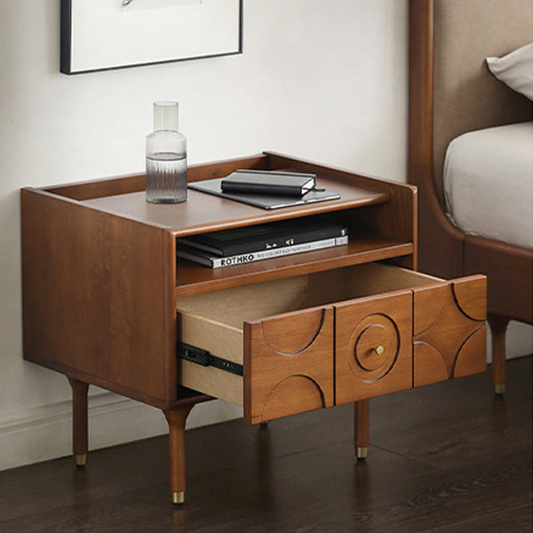 Moderner rechteckiger Nachttisch im Mid-Century-Stil aus Kiefernholz, Sperrholz und Aluminium mit 1 Schublade für das Schlafzimmer 