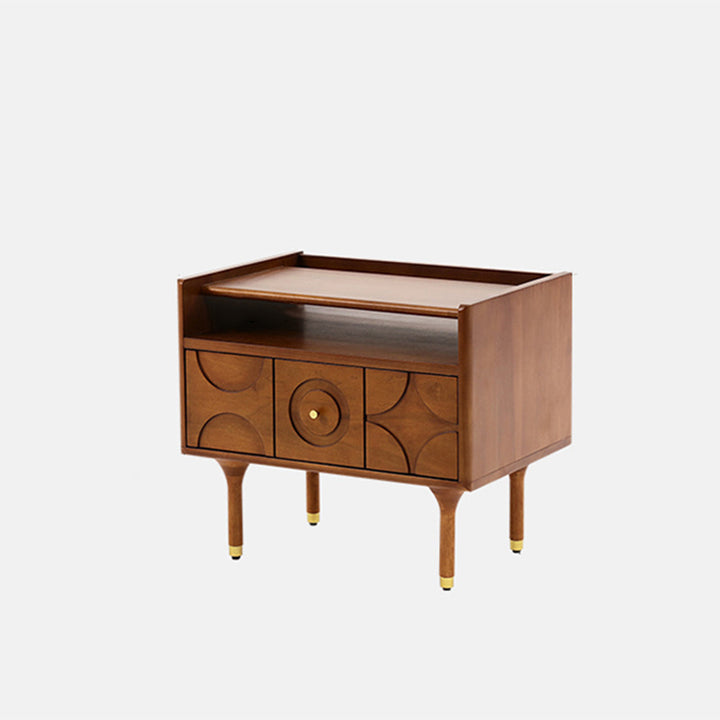 Moderner rechteckiger Nachttisch im Mid-Century-Stil aus Kiefernholz, Sperrholz und Aluminium mit 1 Schublade für das Schlafzimmer 
