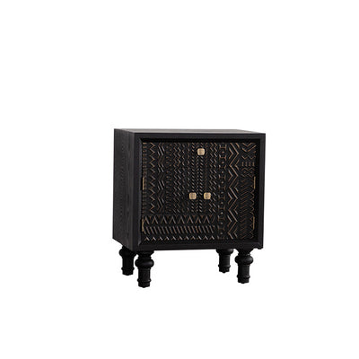 Contemporary Retro Rectangular Tabletop Solid Wood Metal 1-Cabinet For Bedroom