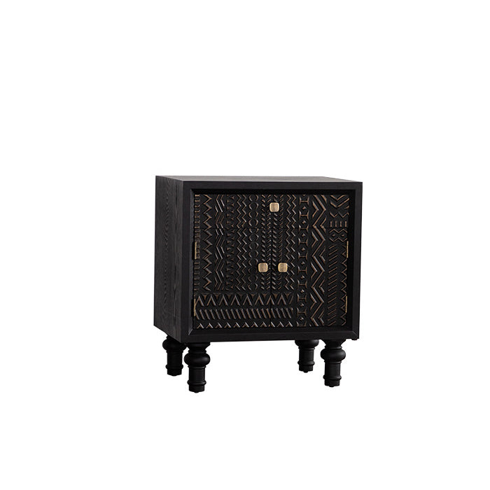 Contemporary Retro Rectangular Tabletop Solid Wood Metal 1-Cabinet For Bedroom