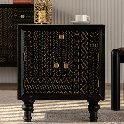 Contemporary Retro Rectangular Tabletop Solid Wood Metal 1-Cabinet For Bedroom
