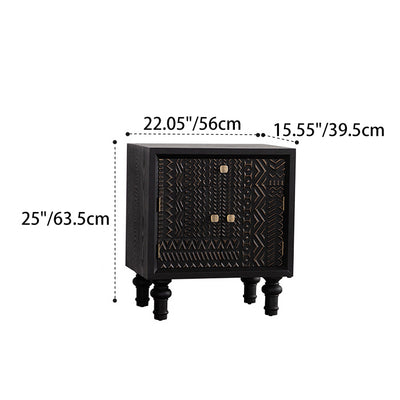 Contemporary Retro Rectangular Tabletop Solid Wood Metal 1-Cabinet For Bedroom