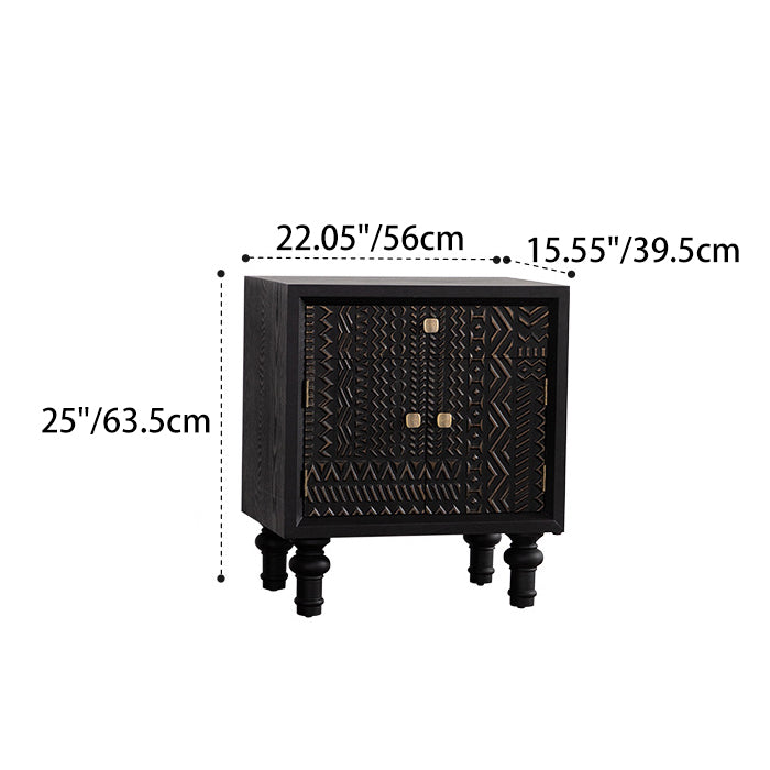 Contemporary Retro Rectangular Tabletop Solid Wood Metal 1-Cabinet For Bedroom
