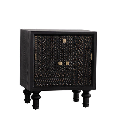 Contemporary Retro Rectangular Tabletop Solid Wood Metal 1-Cabinet For Bedroom