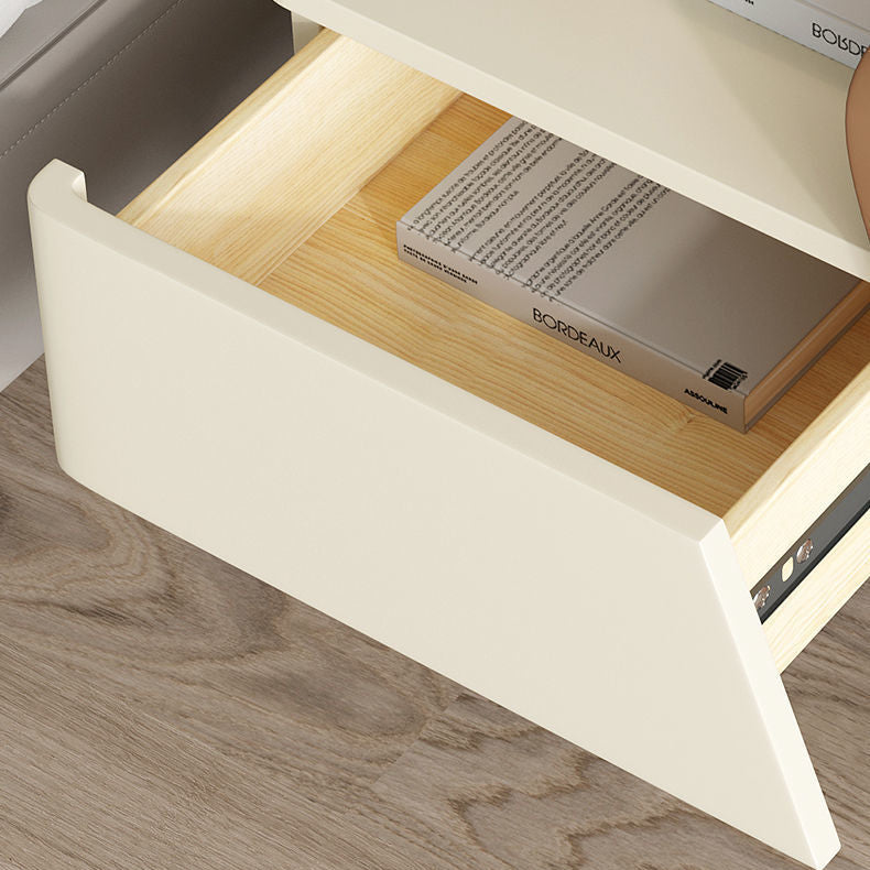 Modern Eclectic Rectangular Tabletop Solid Wood Carbon Steel 1-Drawer For Bedroom
