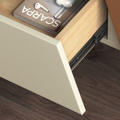 Modern Eclectic Rectangular Tabletop Solid Wood Carbon Steel 1-Drawer For Bedroom
