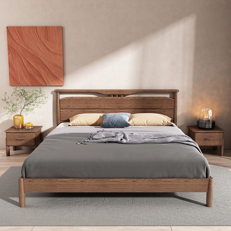Modern Mid-Century Rectangular Tabletop Ash Wood Nightstand 1-Drawer For Bedroom
