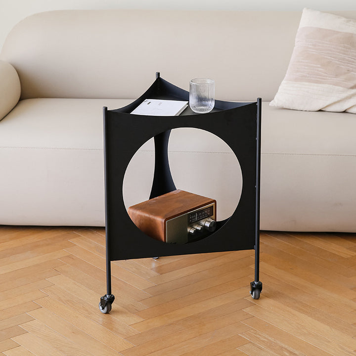 Modern Mid-Century Triangle Tabletop Iron Side Table 2-Tier For Living Room