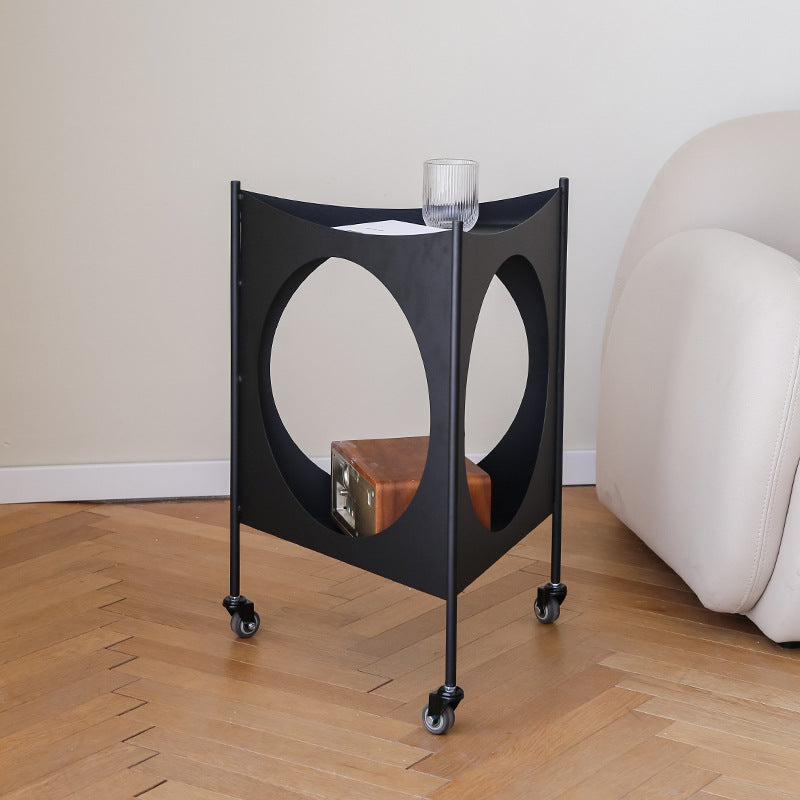 Modern Mid-Century Triangle Tabletop Iron Side Table 2-Tier For Living Room