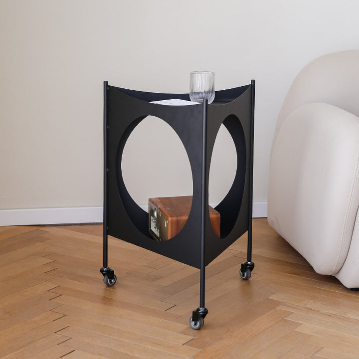 Modern Mid-Century Triangle Tabletop Iron Side Table 2-Tier For Living Room