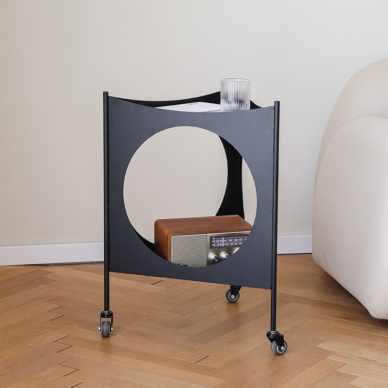 Modern Mid-Century Triangle Tabletop Iron Side Table 2-Tier For Living Room
