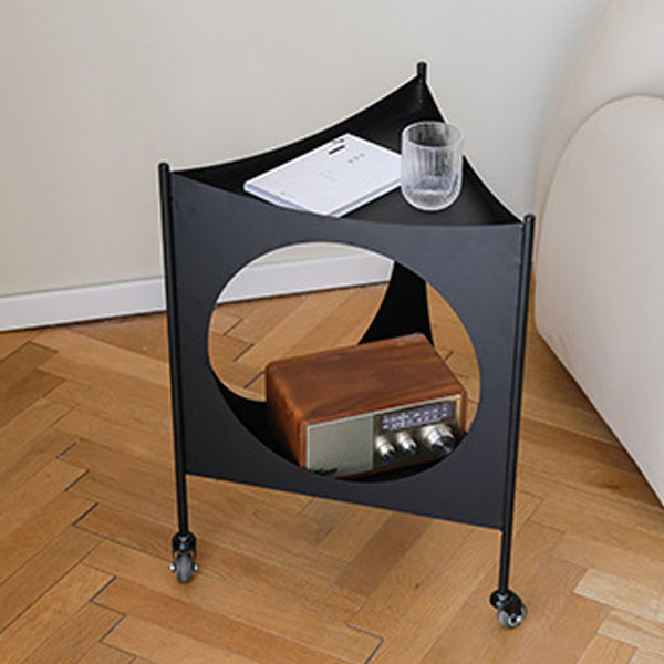 Modern Mid-Century Triangle Tabletop Iron Side Table 2-Tier For Living Room