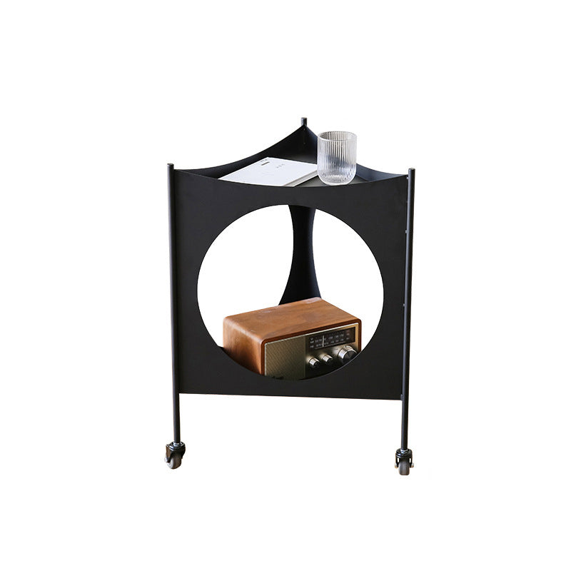Modern Mid-Century Triangle Tabletop Iron Side Table 2-Tier For Living Room