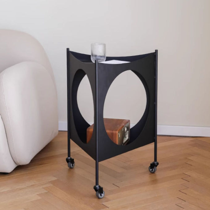 Modern Mid-Century Triangle Tabletop Iron Side Table 2-Tier For Living Room