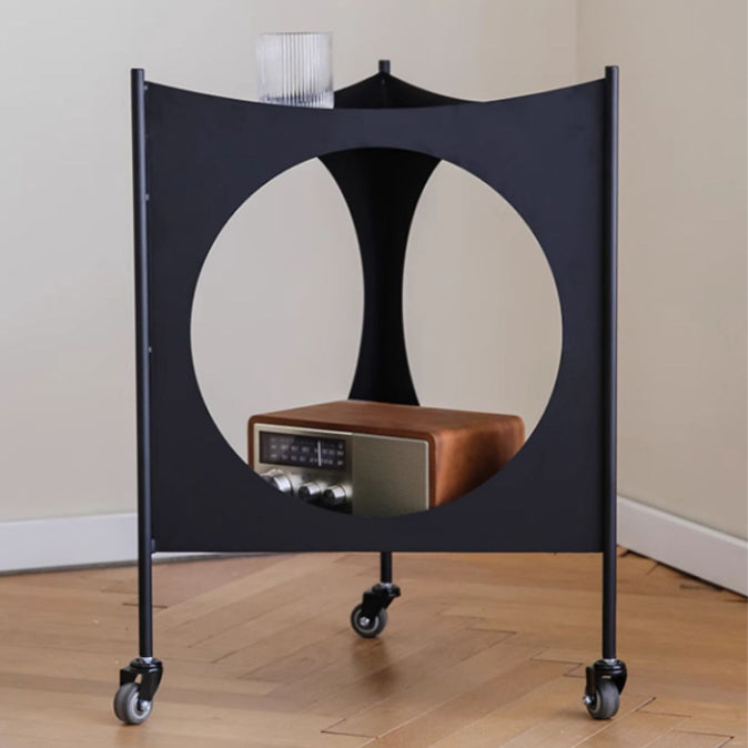 Modern Mid-Century Triangle Tabletop Iron Side Table 2-Tier For Living Room