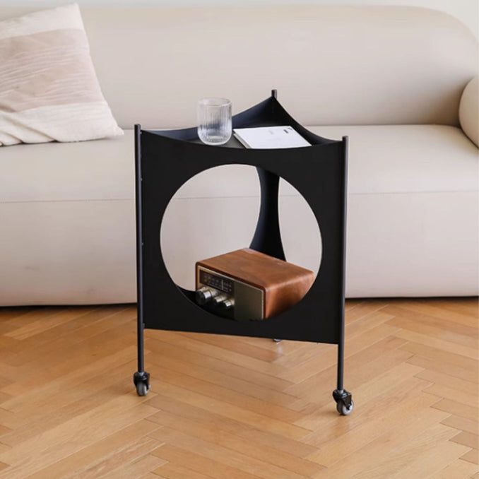 Modern Mid-Century Triangle Tabletop Iron Side Table 2-Tier For Living Room