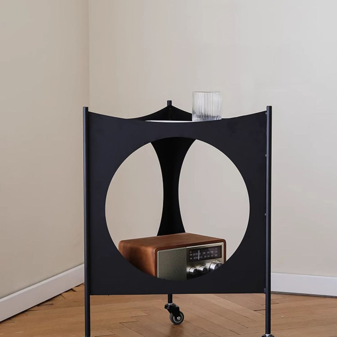 Modern Mid-Century Triangle Tabletop Iron Side Table 2-Tier For Living Room