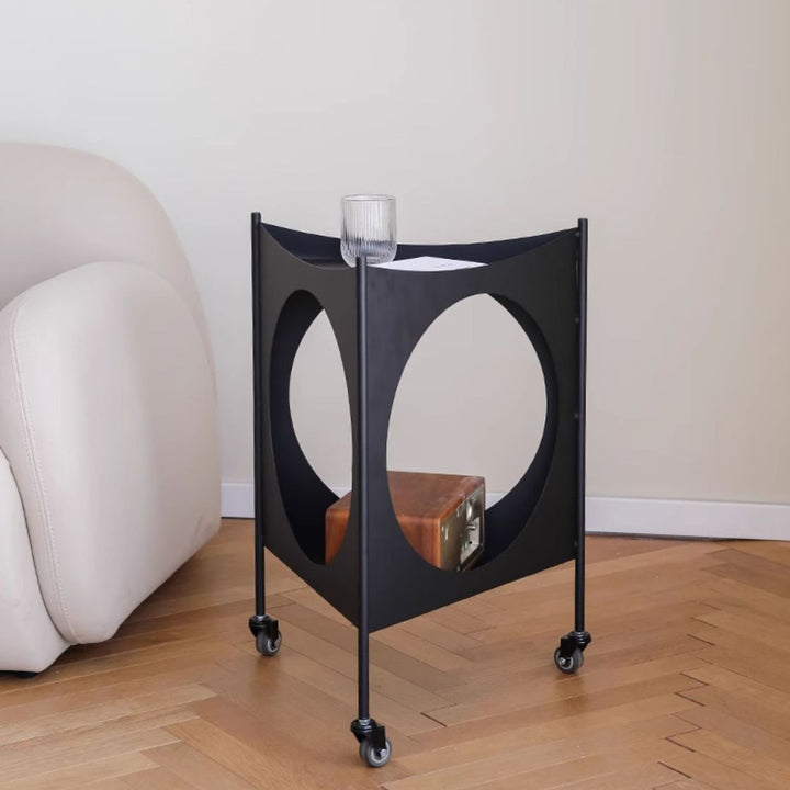 Modern Mid-Century Triangle Tabletop Iron Side Table 2-Tier For Living Room