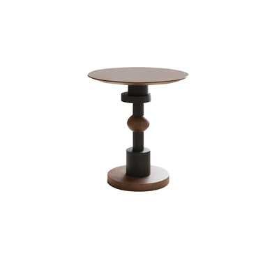 Modern Mid-Century Round Table Walnut Wood Side Table For Living Room