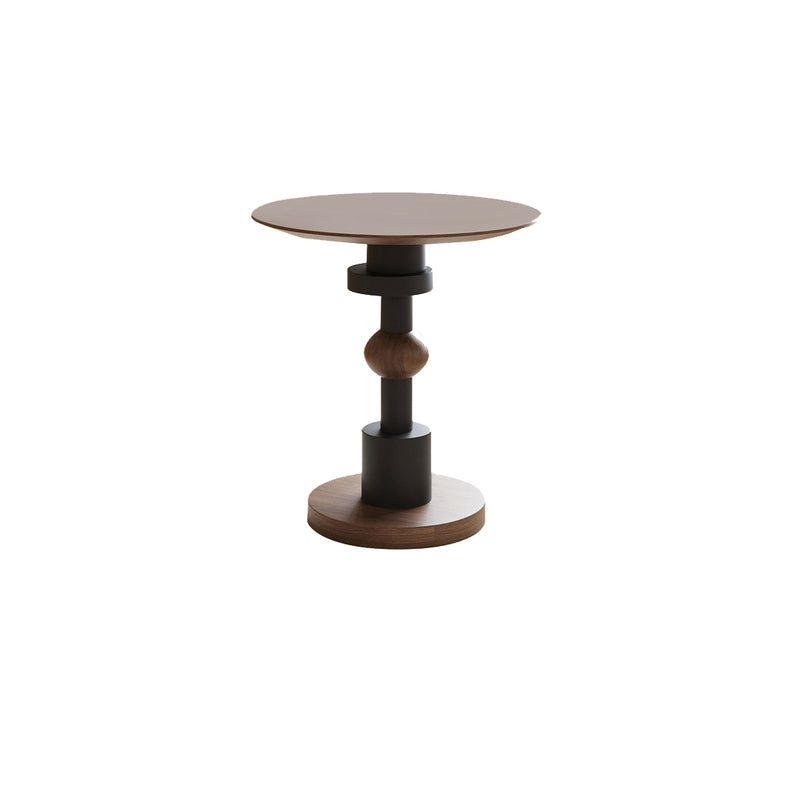 Modern Mid-Century Round Table Walnut Wood Side Table For Living Room