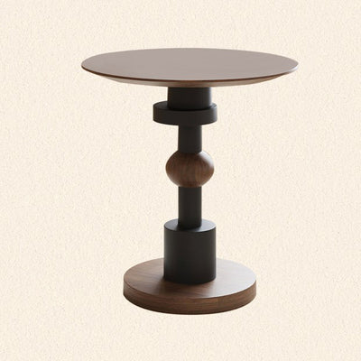 Modern Mid-Century Round Table Walnut Wood Side Table For Living Room