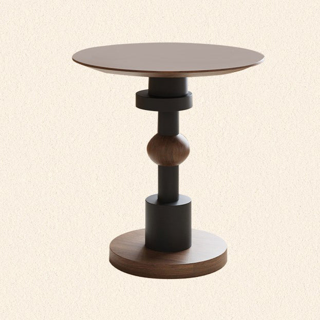 Modern Mid-Century Round Table Walnut Wood Side Table For Living Room