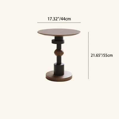Modern Mid-Century Round Table Walnut Wood Side Table For Living Room