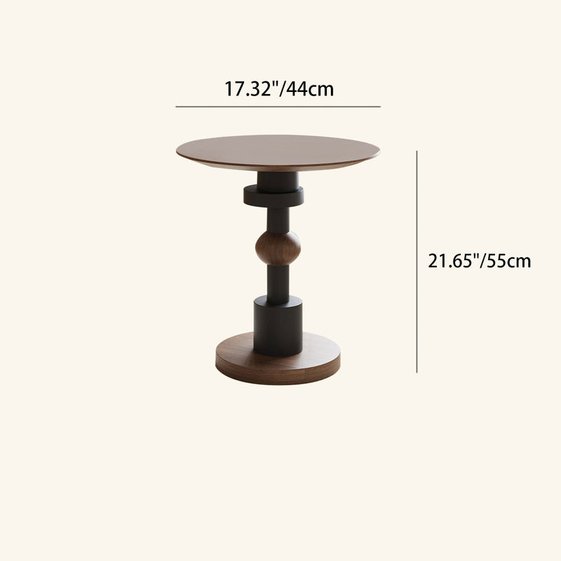 Modern Mid-Century Round Table Walnut Wood Side Table For Living Room