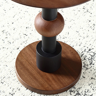 Modern Mid-Century Round Table Walnut Wood Side Table For Living Room