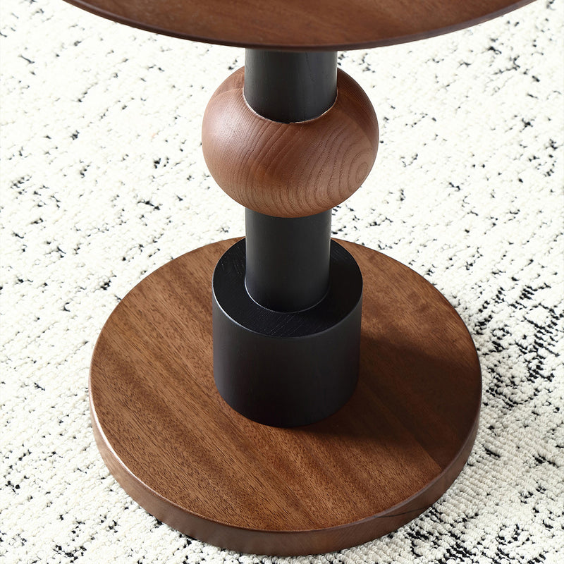 Modern Mid-Century Round Table Walnut Wood Side Table For Living Room