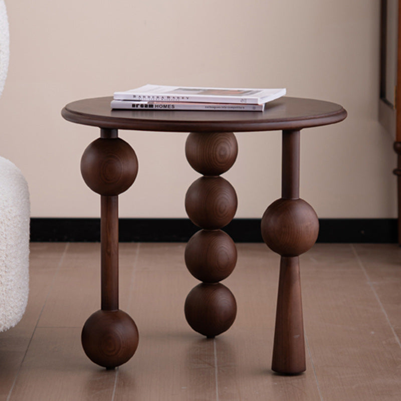 Modern Mid-Century Round End Table Ash Wood End Table 3-Leg For Living Room