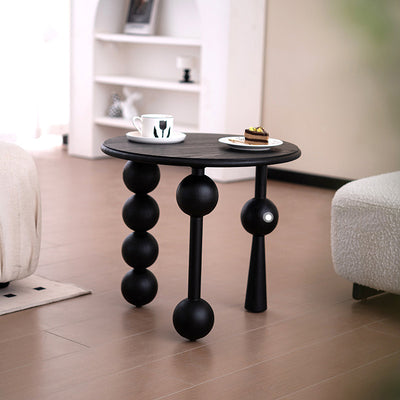 Modern Mid-Century Round End Table Ash Wood End Table 3-Leg For Living Room