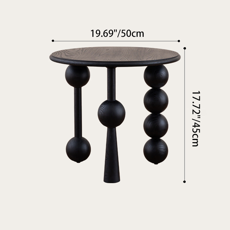 Modern Mid-Century Round End Table Ash Wood End Table 3-Leg For Living Room