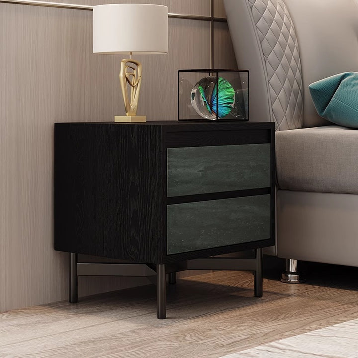 Moderner Shabby-Chic-Nachttisch mit abnehmbarer rechteckiger Tischplatte aus Sperrholz, Beschlägen und Holzfurnier, 2 Schubladen, für das Schlafzimmer 