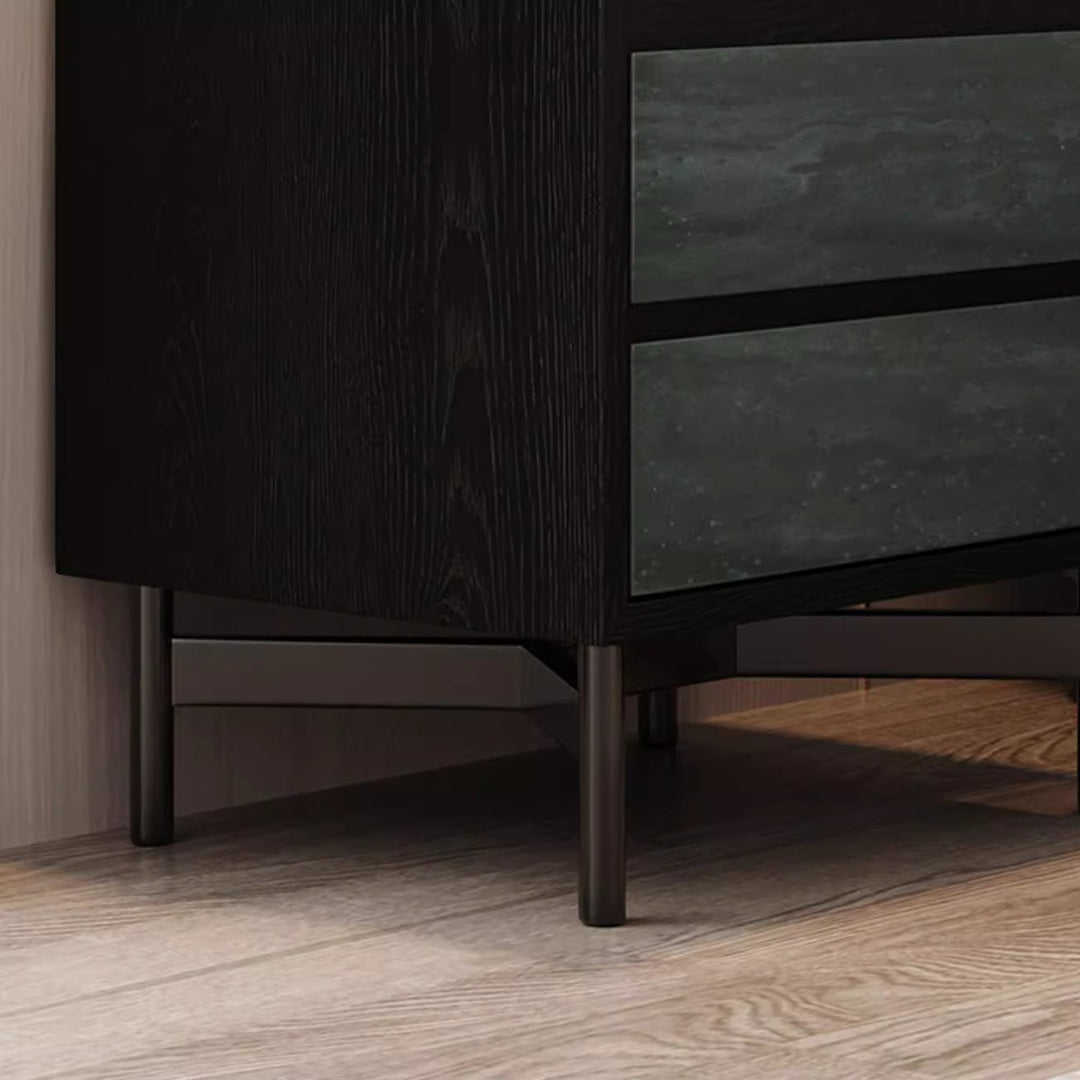 Moderner Shabby-Chic-Nachttisch mit abnehmbarer rechteckiger Tischplatte aus Sperrholz, Beschlägen und Holzfurnier, 2 Schubladen, für das Schlafzimmer 
