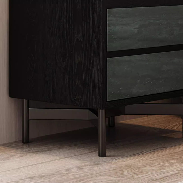 Moderner Shabby-Chic-Nachttisch mit abnehmbarer rechteckiger Tischplatte aus Sperrholz, Beschlägen und Holzfurnier, 2 Schubladen, für das Schlafzimmer 