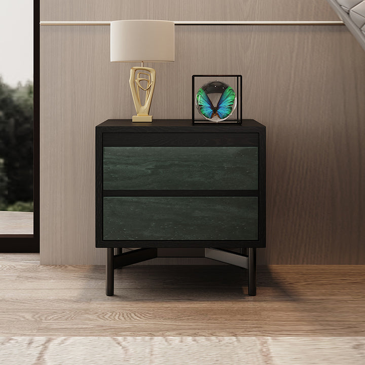 Moderner Shabby-Chic-Nachttisch mit abnehmbarer rechteckiger Tischplatte aus Sperrholz, Beschlägen und Holzfurnier, 2 Schubladen, für das Schlafzimmer 