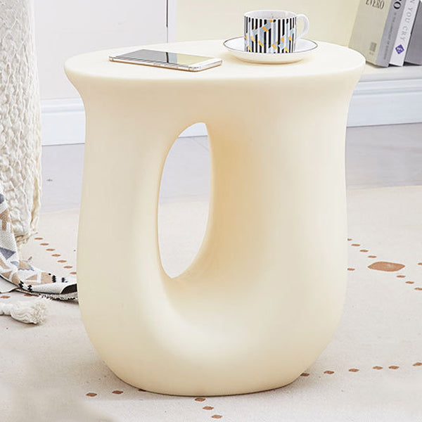 Contemporary Art Deco Hollow Design Oval Tabletop Plastic End Table For Living Room