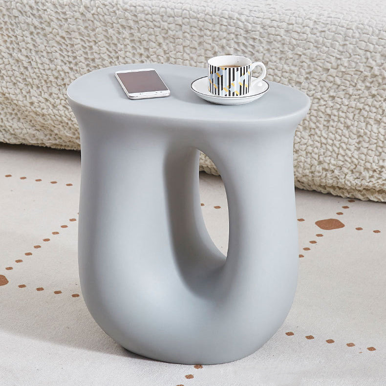 Contemporary Art Deco Hollow Design Oval Tabletop Plastic End Table For Living Room