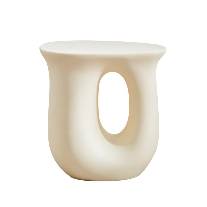 Contemporary Art Deco Hollow Design Oval Tabletop Plastic End Table For Living Room