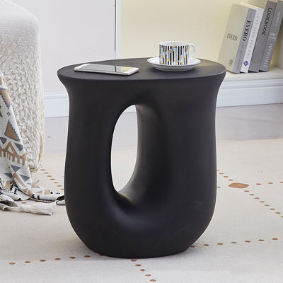 Contemporary Art Deco Hollow Design Oval Tabletop Plastic End Table For Living Room