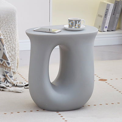 Contemporary Art Deco Hollow Design Oval Tabletop Plastic End Table For Living Room
