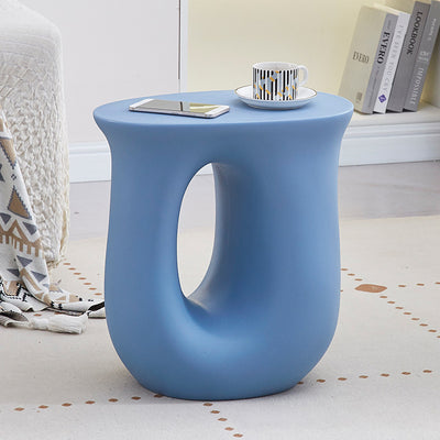 Contemporary Art Deco Hollow Design Oval Tabletop Plastic End Table For Living Room