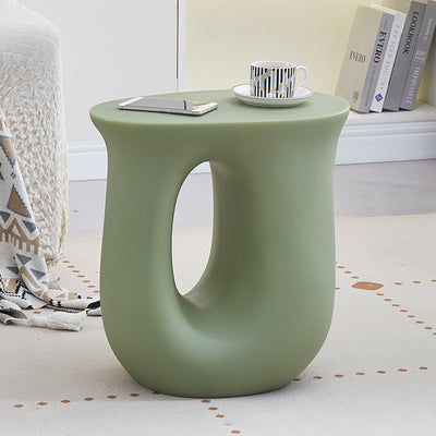 Contemporary Art Deco Hollow Design Oval Tabletop Plastic End Table For Living Room