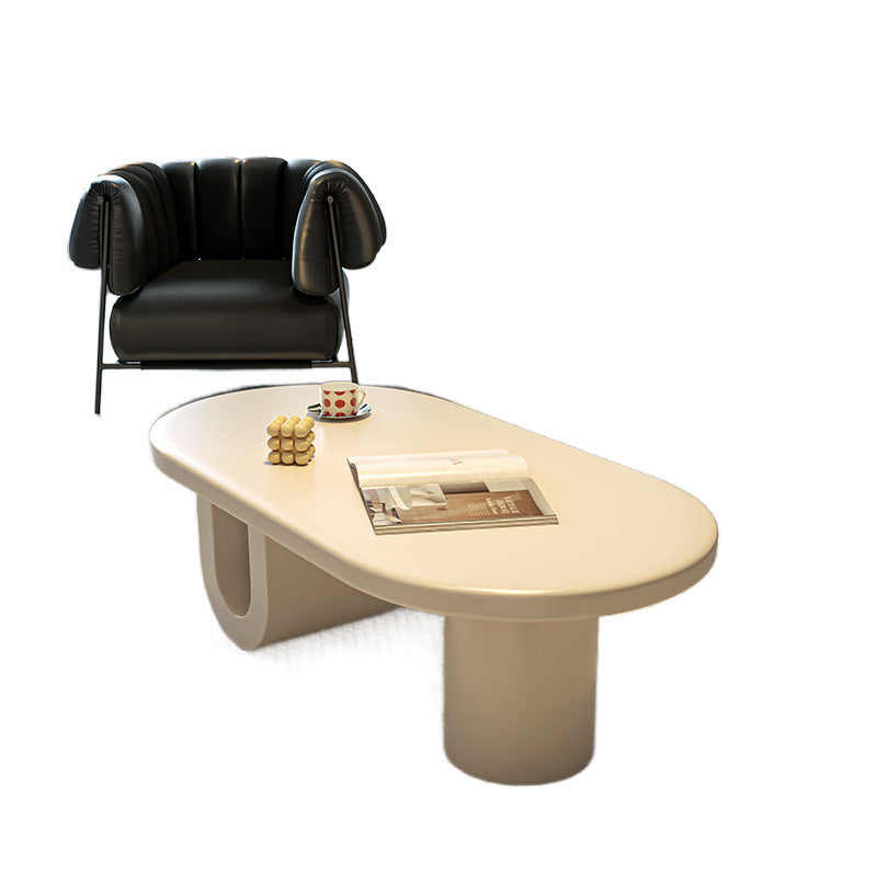 Traditional French Oval Tabletop MDF Board Coffee Table 1-Storage For Living Room