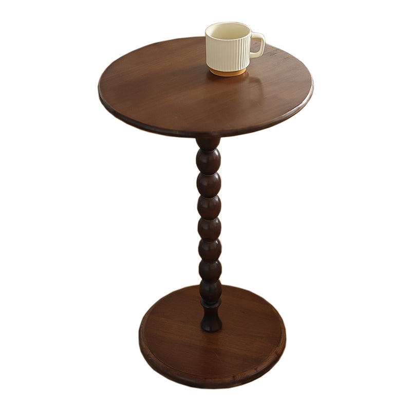 Traditional French Round Table Solid Wood Side Table 1-Leg For Living Room